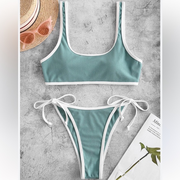 Zaful Other - Zaful Teal and White Bikini Set